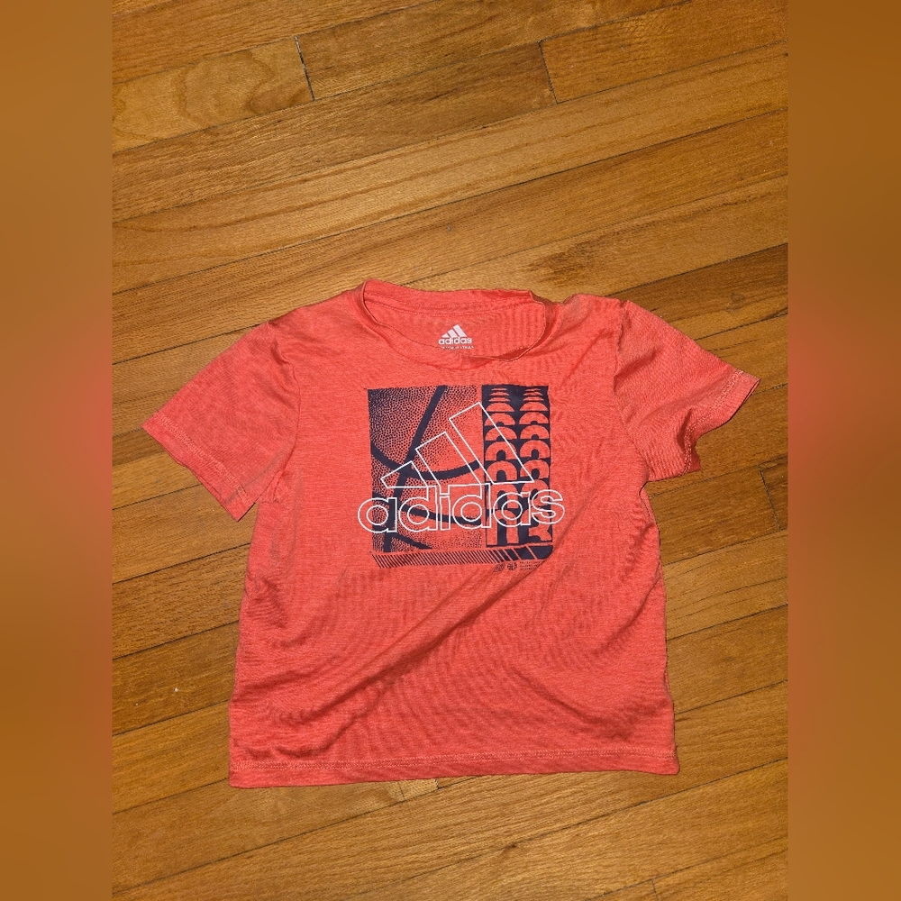 Adidas Kids Bright Coral Tee with Graphic